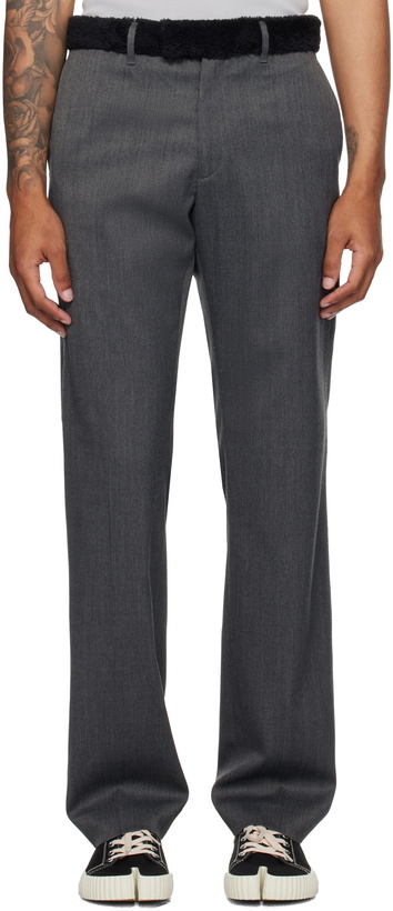 Photo: MM6 Maison Margiela Gray Fleece Trim Trousers