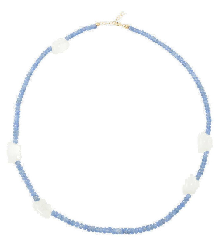 Photo: Roxanne First The True Blue Sky 9kt gold necklace with blue sapphires and moonstone