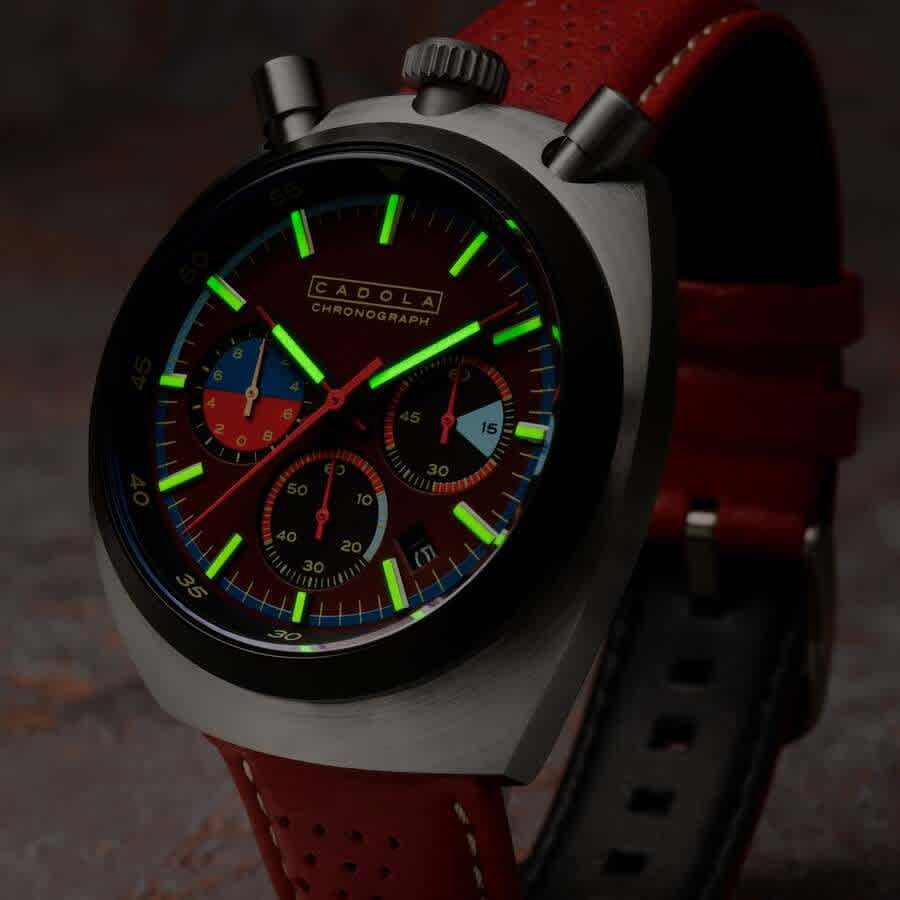 Cadola Testa Di Toro Chronograph Quartz Red Dial Mens Watch CD-1058-05