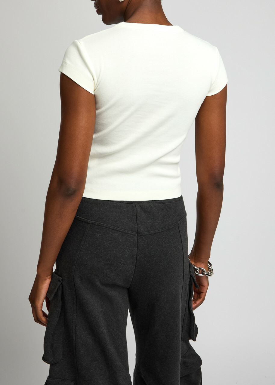 Alexanderwang.t Ribbed Logo-print Cotton T-shirt White