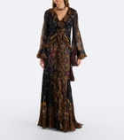 Etro Printed ruched silk maxi dress