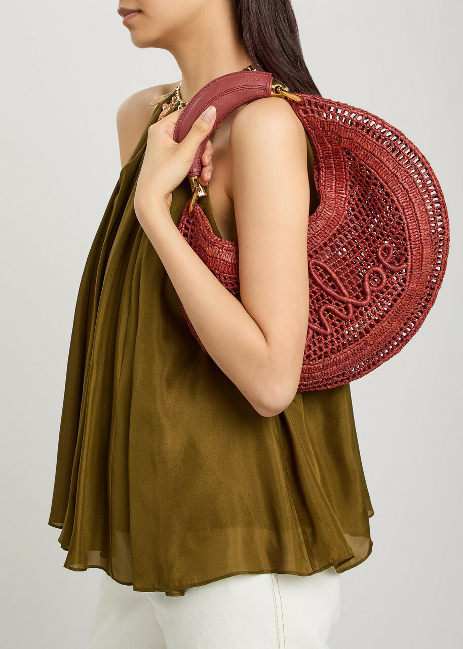 Chloe Summer Banana Logo Raffia Shoulder bag - Red - One Size