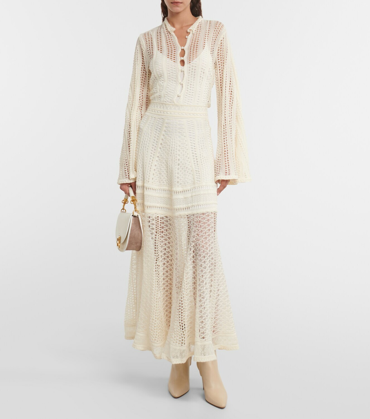 Chlo Lace linen, cashmere, and silk maxi dress Chloe