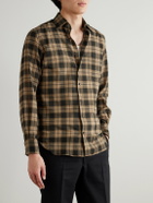 Husbands - Checked Cotton-Voile Shirt - Brown