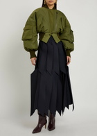 A.W.A.K.E Mode Laser-cut Woven Midi Skirt Navy