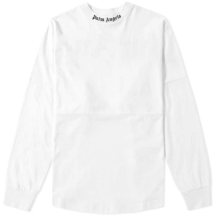 Photo: Palm Angels Long Sleeve Mock Neck Tee White & Black