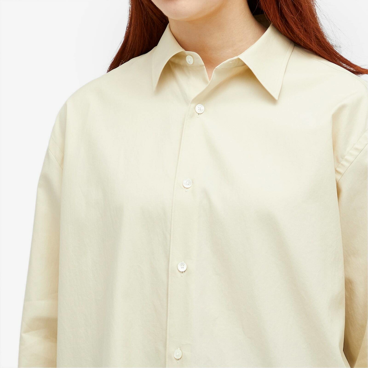 トップス AURALEE WASHEDFINX TWILLSHIRT LIGHTBEIGE Auralee Women's Washed Finx Twill Shirt in Light Beige Auralee
