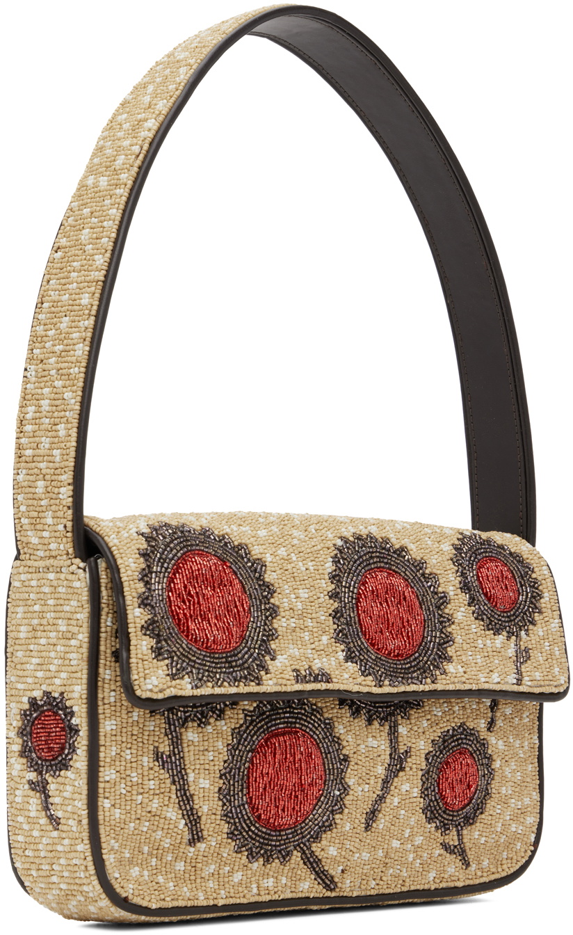 【関税込み】Staud ベージュ  ビーズ バッグ Staud Beige Tommy Beaded Bag Staud
