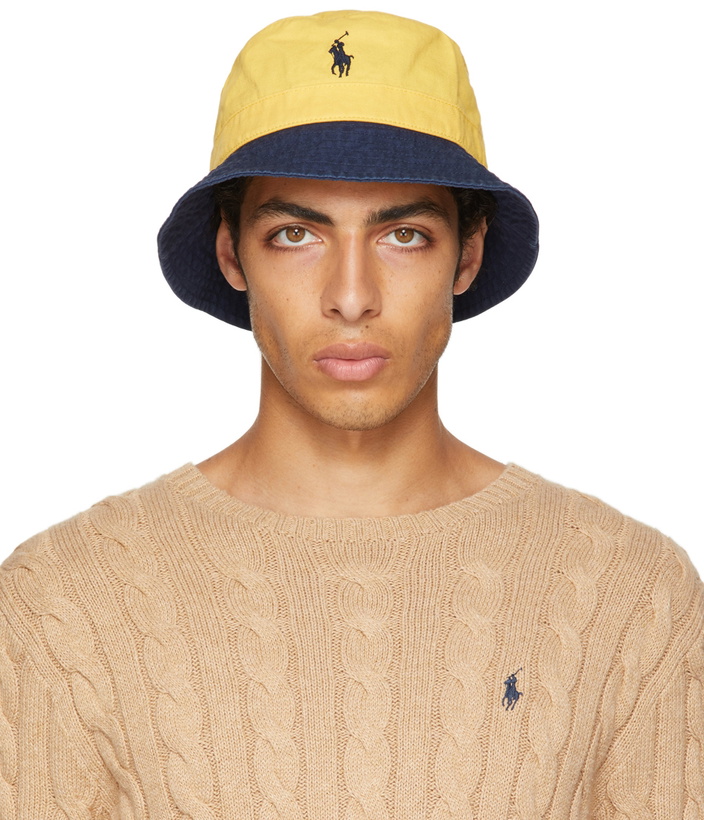 Photo: Polo Ralph Lauren Yellow & Green Logo Chino Bucket Hat