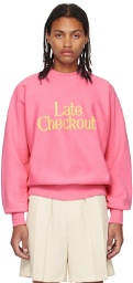 Late Checkout Pink Crewneck Sweatshirt