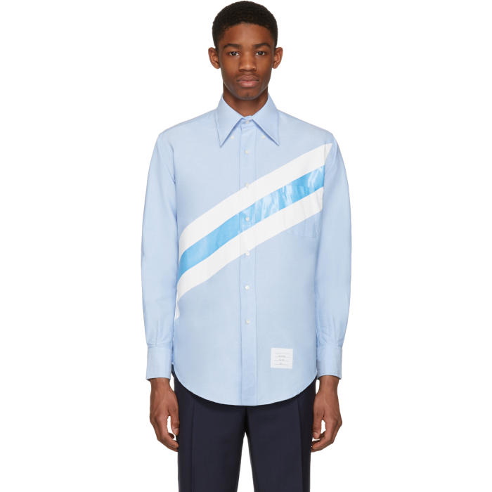 Photo: Thom Browne Blue Diagonal Stripe Classic Shirt