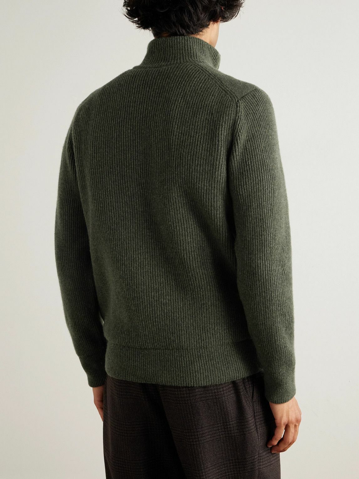 Purdey - Orkney Ribbed-Knit Wool Zip-Up Cardigan - Green