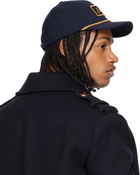 Balmain Navy Cotton Cord Cap
