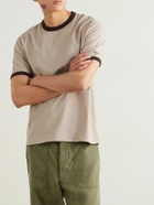 Noah - Ringer Logo-Embroidered Cotton-Jersey T-Shirt - Neutrals