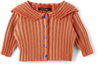 Eckhaus Latta SSENSE Exclusive Baby Red & Brown Ribbed Bambino Cardigan