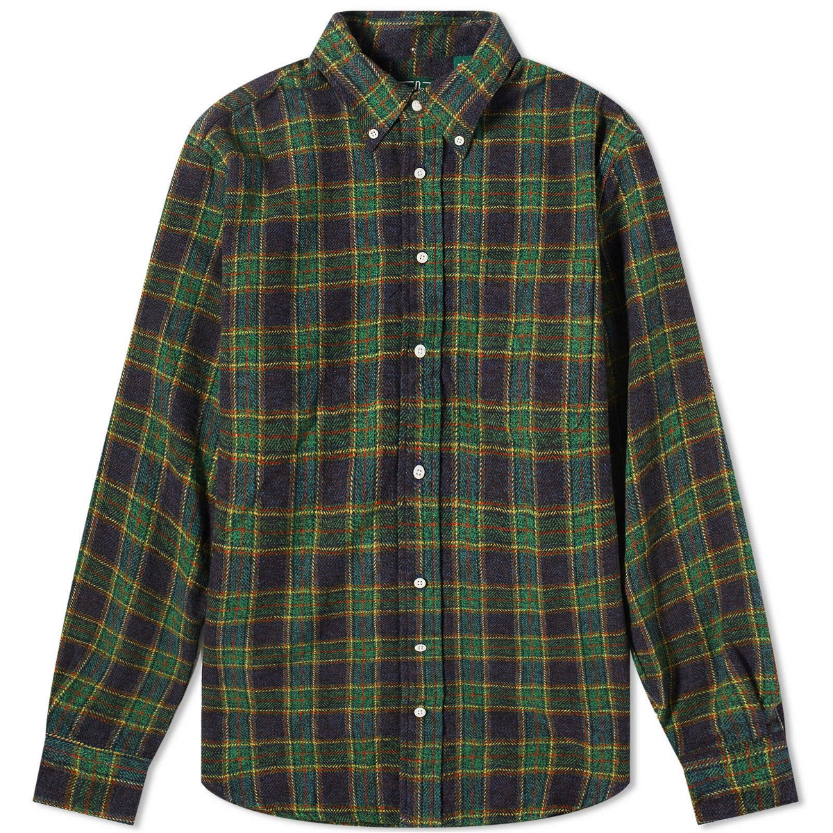 Photo: Gitman Vintage Men's Button Down Tweed Check Shirt in Green