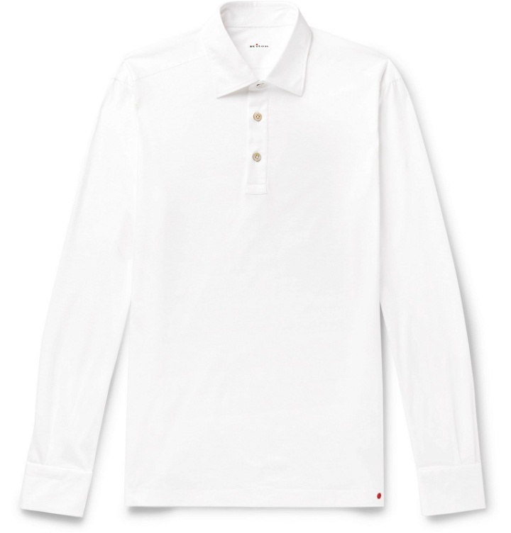 Photo: Kiton - Slim-Fit Cotton-Jersey Polo Shirt - White