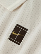 Nike Tennis - NikeCourt Heritage Logo-Appliquéd Cotton-Blend Mesh Polo Shirt - Neutrals