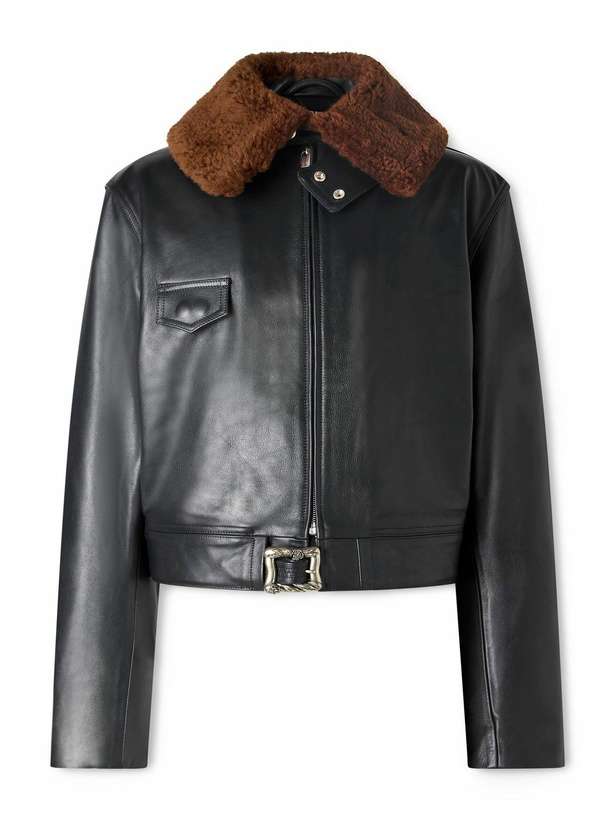 Photo: Enfants Riches Déprimés - Hotrod Shearling-Trimmed Leather Jacket - Black