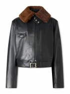 Enfants Riches Déprimés - Hotrod Shearling-Trimmed Leather Jacket - Black