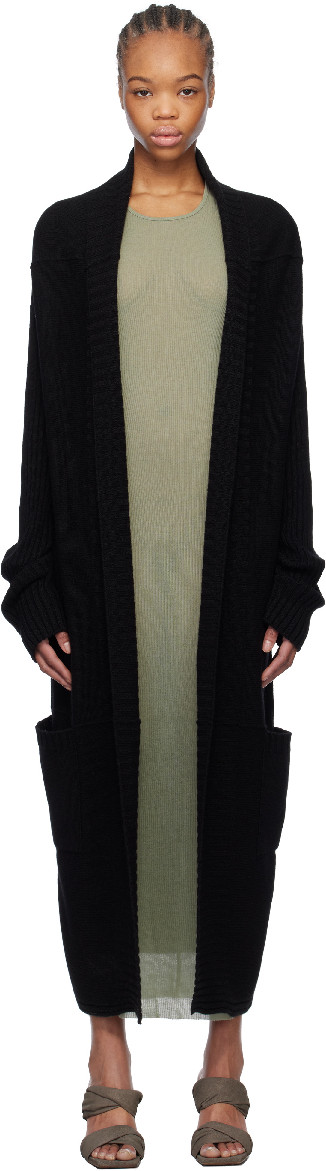 Rick Owens Black Hollywood Dafne Robe Cardigan Rick Owens