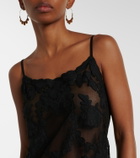 Juliet Dunn Embroidered sheer cotton midi dress