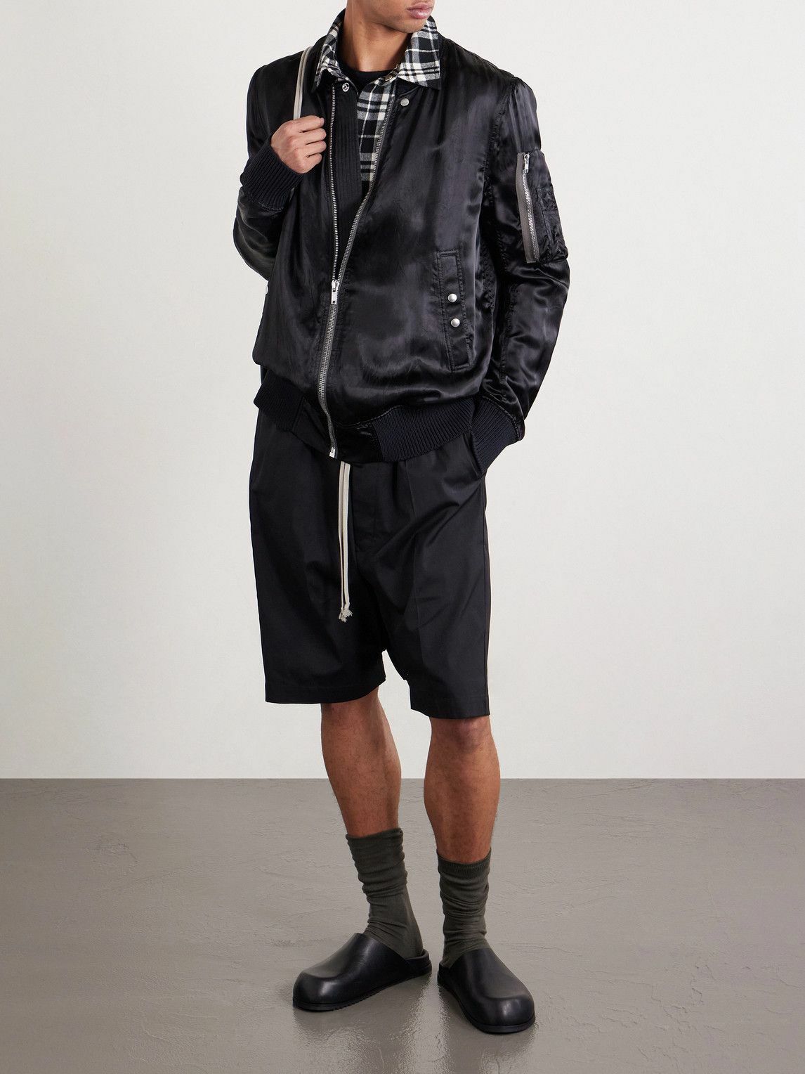 Rick Owens - Classic Flight Satin Bomber Jacket - Black Rick Owens