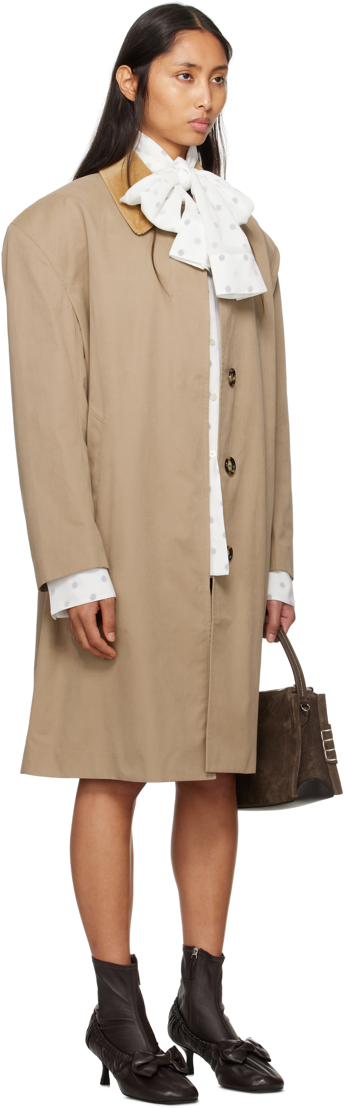 Meryll Rogge Beige Cotton Coating Mac Coat