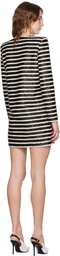 Balmain Black & White Sequinned Minidress