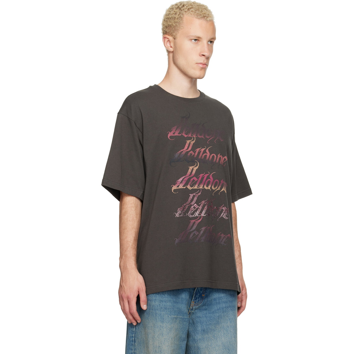 We11done Gray Gradient Logo T-shirt
