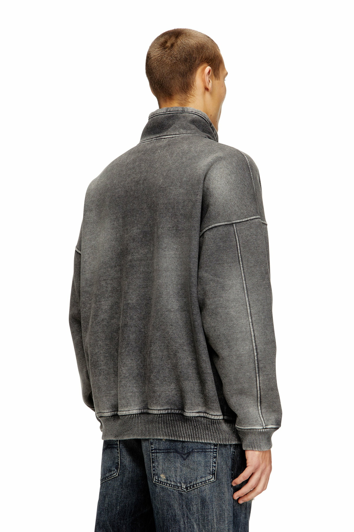 Diesel Teddy-lined zip jacket with denim effect - Jackets Mens in