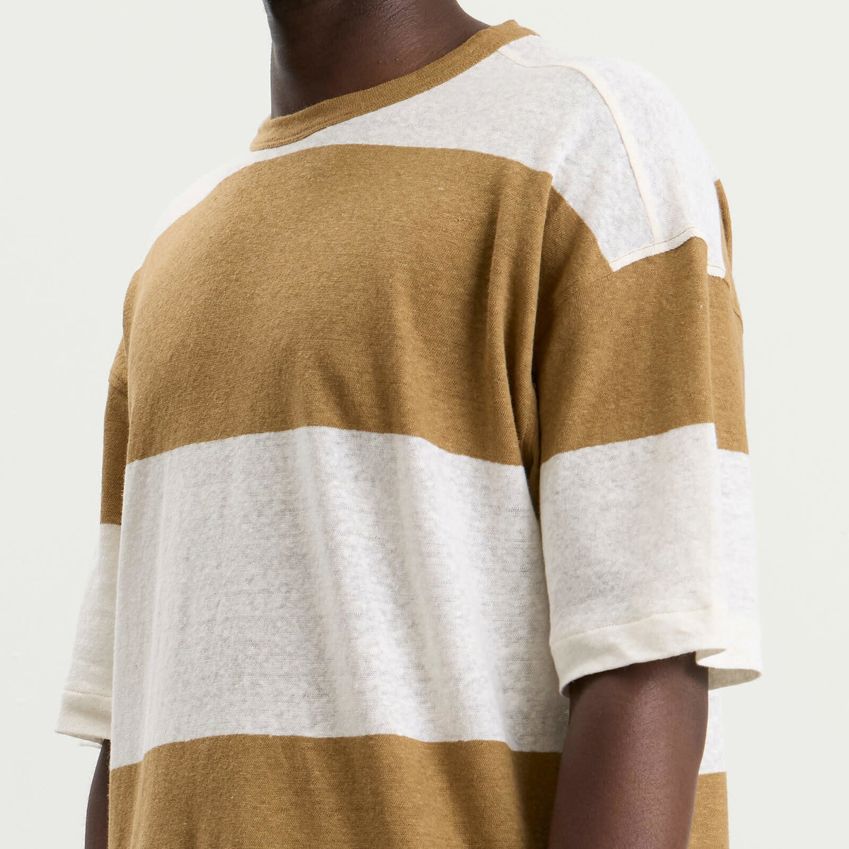 YMC Men's Triple T Shirt in Taupe/Off White