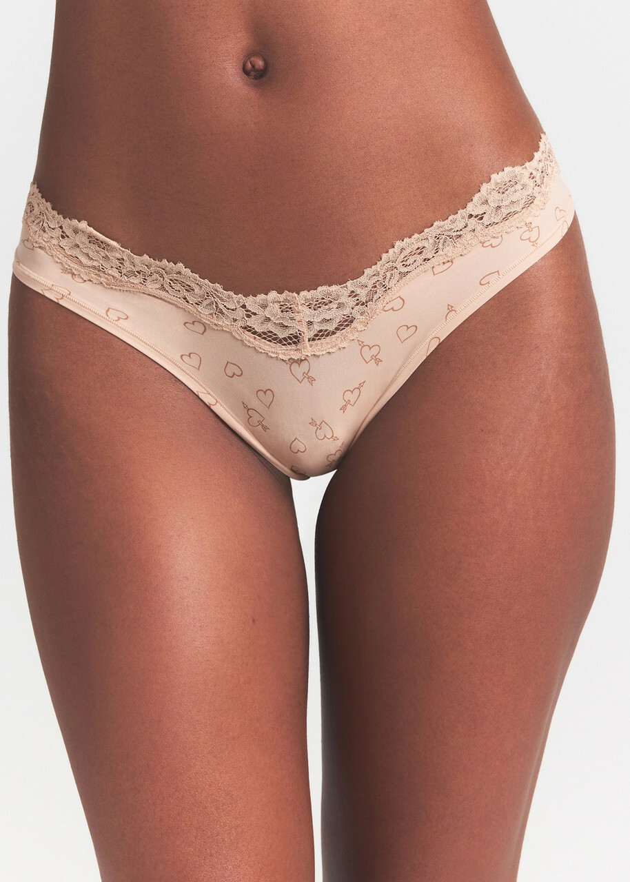 Skims Printed Stretch-jersey Thong Multicoloured