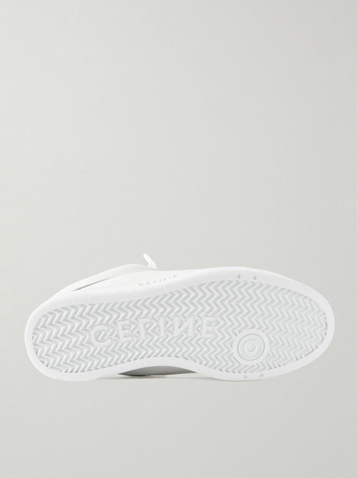 CELINE - Logo-Embroidered Mesh-Panelled Leather Sneakers - White