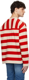 Uniform Bridge Red & Beige Striped Border T-Shirt