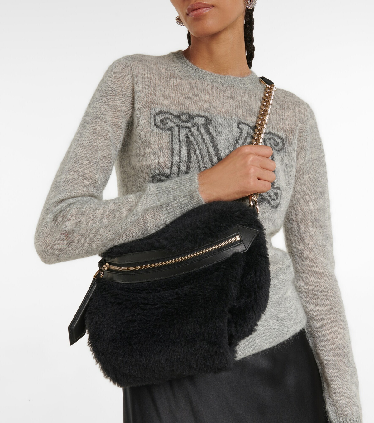 Max Mara Alpaca wool blend shoulder bag Max Mara
