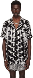 Balmain Black & Off-White Monogram-Printed Shirt