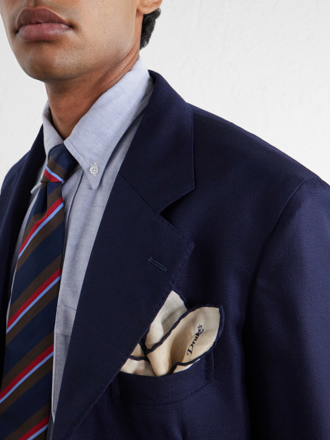 Drake's - Logo-Print Silk and Wool-Blend Gauze Pocket Square