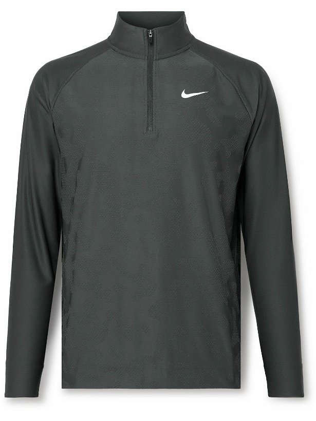 Photo: Nike Golf - Tour Slim-Fit Dri-FIT ADV Jacquard Half-Zip Golf Top - Black