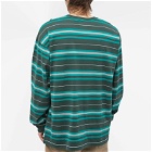 WTAPS Men's 07 Long Sleeve Stripe T-Shirt in Green