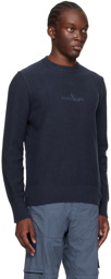 Stone Island Navy Embroidered Sweater