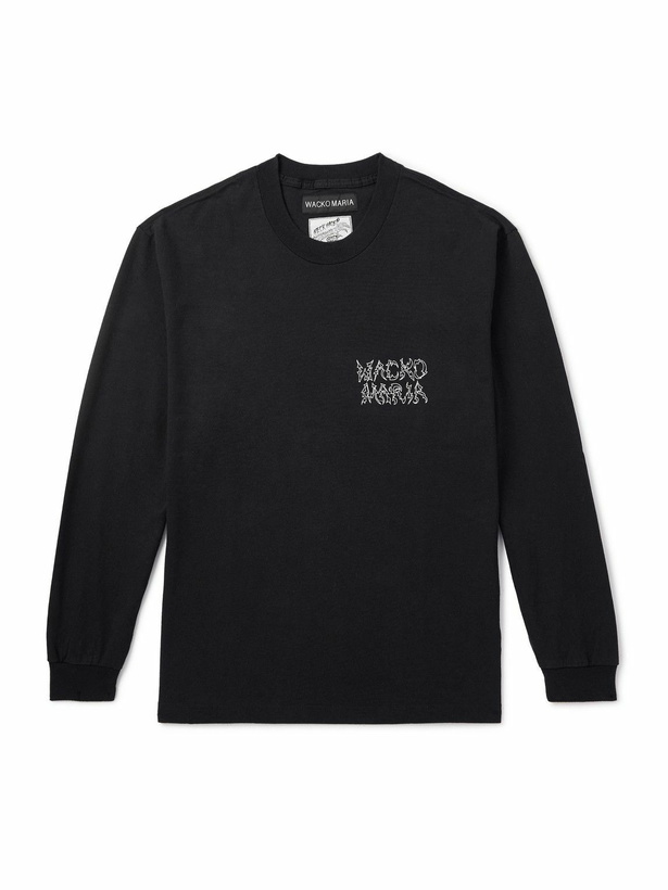 Photo: Wacko Maria - Neck Face Logo-Embroidered Printed Cotton-Jersey T-Shirt - Black