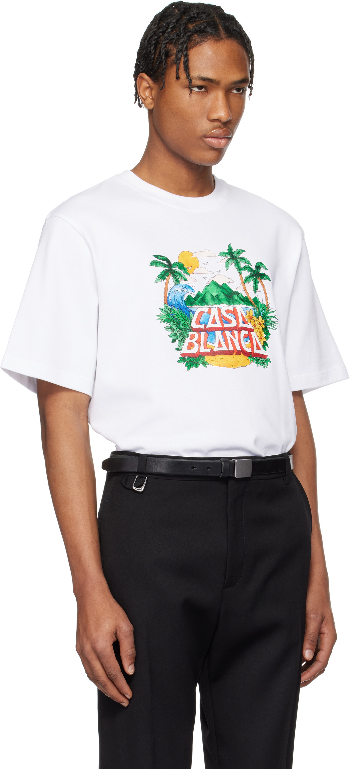 ★Casablanca★ ホワイト Beach Wave クロップド Tシャツ Casablanca Casa Beach Wave Printed Baby Tee - White – Kith