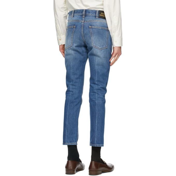 Gucci Blue Denim Marble Washed Jeans Gucci