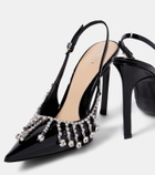 Gucci GG embellished patent leather slingback pumps
