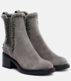 Tod's 60 shearling-trimmed suede ankle boots