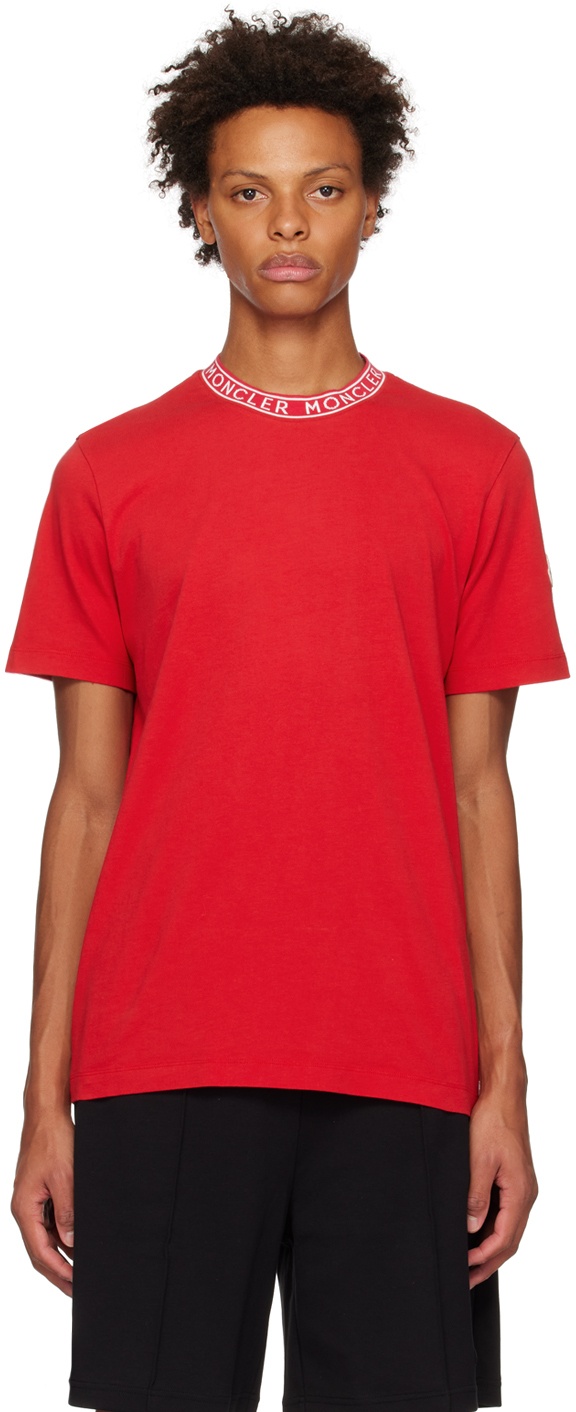 Moncler Red Garment-Washed T-Shirt Moncler