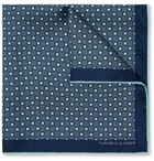 Kingsman - Turnbull & Asser Rocketman Printed Silk-Twill Pocket Square - Light blue
