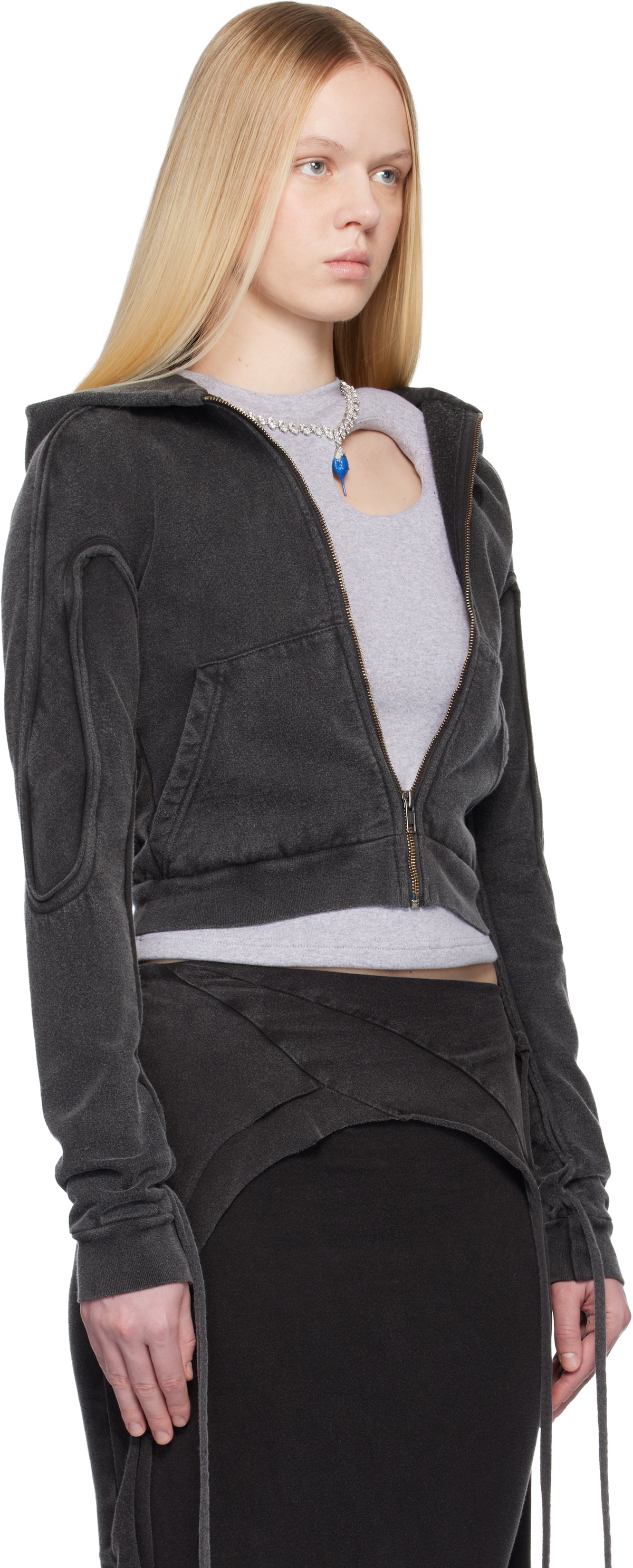 Ottolinger Black Fitted Zip Hoodie