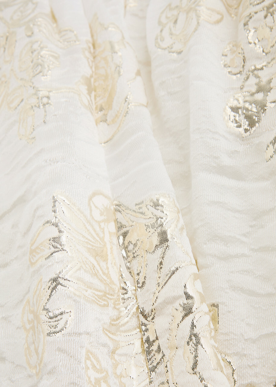 Sister Jane Sophia Ribbed-knit and Cloqué Maxi Dress Cream